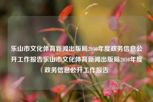 乐山市文化体育新闻出版局2010年度政务信息公开工作报告乐山市文化体育新闻出版局2010年度政务信息公开工作报告