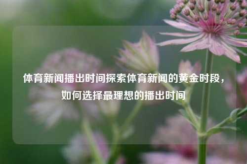 体育新闻播出时间探索体育新闻的黄金时段，如何选择最理想的播出时间