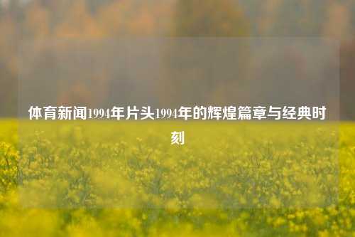 体育新闻1994年片头1994年的辉煌篇章与经典时刻