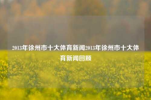 2013年徐州市十大体育新闻2013年徐州市十大体育新闻回顾