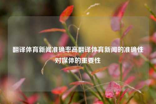 翻译体育新闻准确率高翻译体育新闻的准确性对媒体的重要性