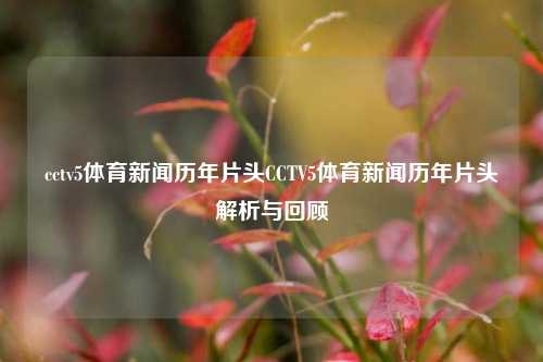 cctv5体育新闻历年片头CCTV5体育新闻历年片头解析与回顾