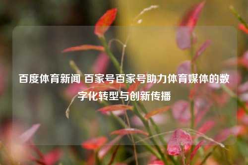 百度体育新闻 百家号百家号助力体育媒体的数字化转型与创新传播