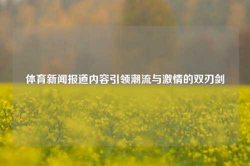 体育新闻报道内容引领潮流与激情的双刃剑