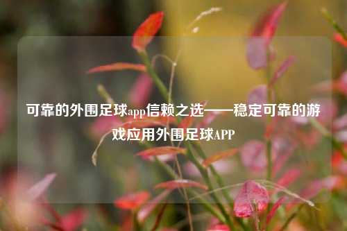 可靠的外围足球app信赖之选——稳定可靠的游戏应用外围足球APP