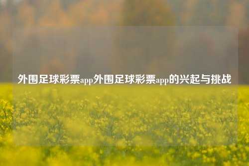 外围足球彩票app外围足球彩票app的兴起与挑战
