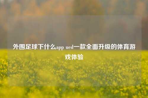 外围足球下什么app ued一款全面升级的体育游戏体验