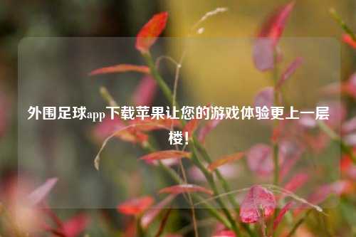 外围足球app下载苹果让您的游戏体验更上一层楼！