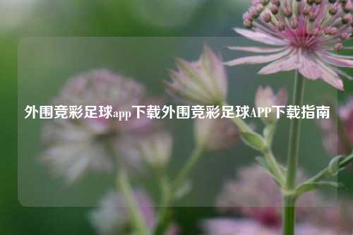 外围竞彩足球app下载外围竞彩足球APP下载指南