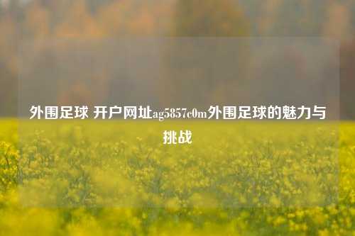 外围足球 开户网址ag5857c0m外围足球的魅力与挑战