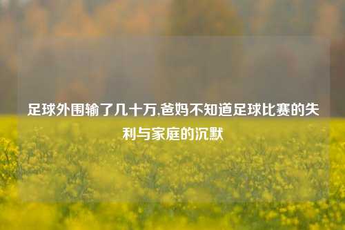 足球外围输了几十万,爸妈不知道足球比赛的失利与家庭的沉默