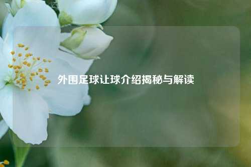 外围足球让球介绍揭秘与解读