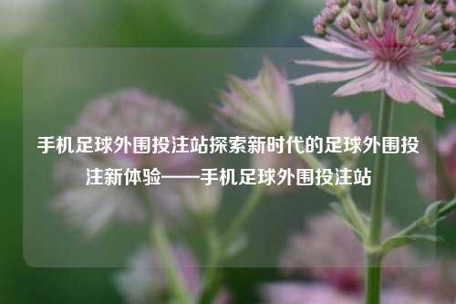 手机足球外围投注站探索新时代的足球外围投注新体验——手机足球外围投注站