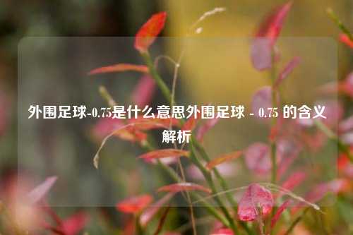 外围足球-0.75是什么意思外围足球 - 0.75 的含义解析