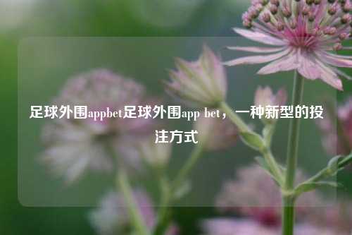足球外围appbet足球外围app bet，一种新型的投注方式
