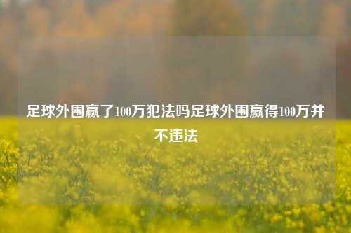 足球外围赢了100万犯法吗足球外围赢得100万并不违法