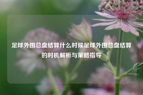 足球外围总盘结算什么时候足球外围总盘结算的时机解析与策略指导