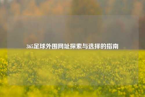 365足球外围网址探索与选择的指南