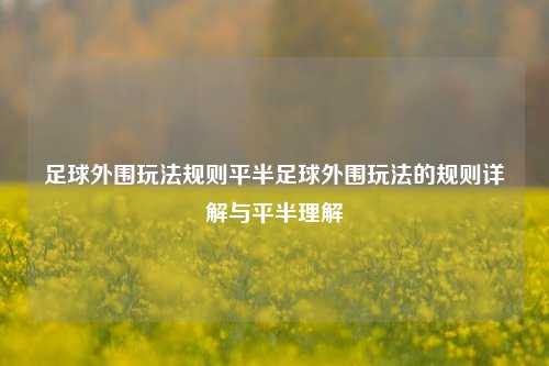 足球外围玩法规则平半足球外围玩法的规则详解与平半理解