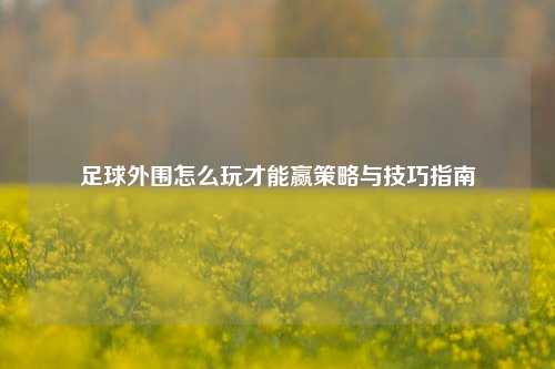 足球外围怎么玩才能赢策略与技巧指南
