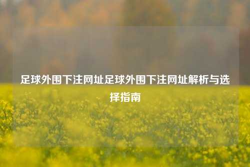 足球外围下注网址足球外围下注网址解析与选择指南