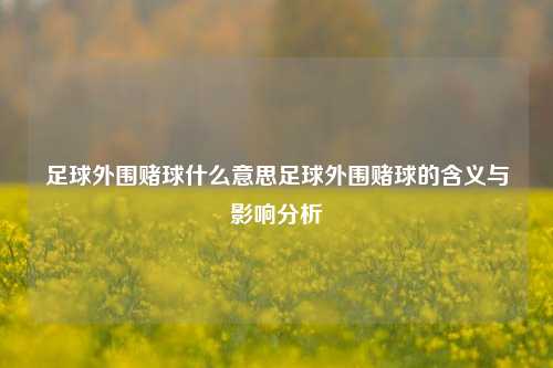 足球外围赌球什么意思足球外围赌球的含义与影响分析