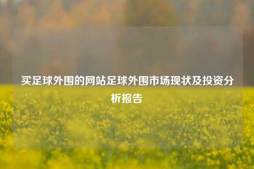买足球外围的网站足球外围市场现状及投资分析报告