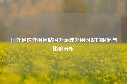 国外足球外围网站国外足球外围网站的崛起与影响分析