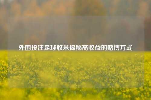 外围投注足球收米揭秘高收益的赌博方式