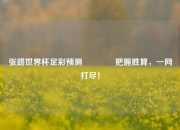 张路世界杯足彩预测🥉把握胜算，一网打尽！