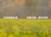 足彩看盘心得👉把握关键，稳中求胜