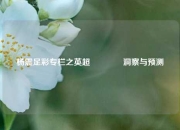 杨震足彩专栏之英超🥈洞察与预测