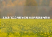 足彩冷门公众号揭秘足球投注的高回报与策略