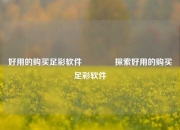 好用的购买足彩软件🏅探索好用的购买足彩软件
