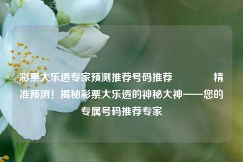 彩票大乐透专家预测推荐号码推荐🏅精准预测！揭秘彩票大乐透的神秘大神——您的专属号码推荐专家