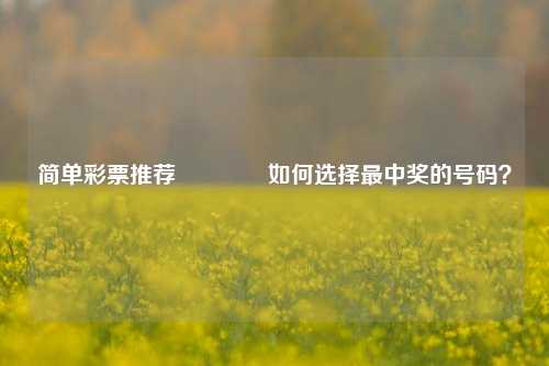 简单彩票推荐🥈如何选择最中奖的号码？