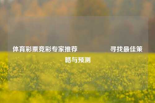 体育彩票竞彩专家推荐🎖️寻找最佳策略与预测