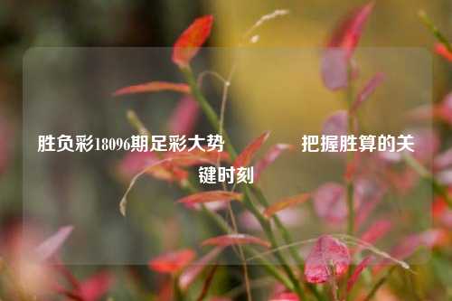 胜负彩18096期足彩大势🏅把握胜算的关键时刻