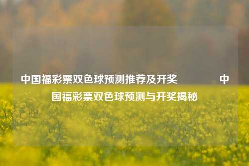 中国福彩票双色球预测推荐及开奖🏆中国福彩票双色球预测与开奖揭秘