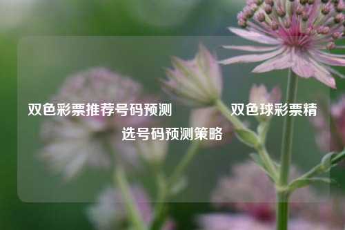 双色彩票推荐号码预测🥉双色球彩票精选号码预测策略