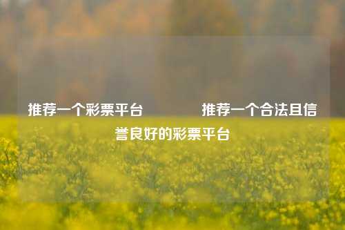 推荐一个彩票平台🥉推荐一个合法且信誉良好的彩票平台