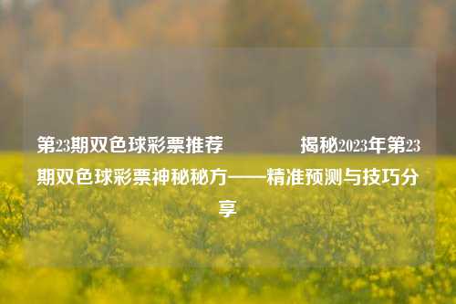 第23期双色球彩票推荐🥇揭秘2023年第23期双色球彩票神秘秘方——精准预测与技巧分享