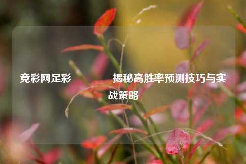 竞彩网足彩🏆揭秘高胜率预测技巧与实战策略
