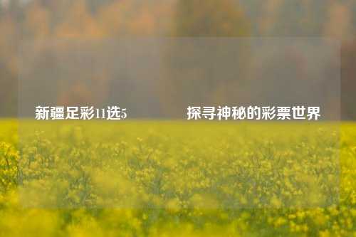 新疆足彩11选5👉探寻神秘的彩票世界