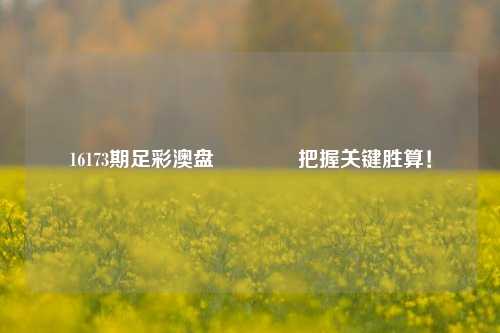 16173期足彩澳盘👍把握关键胜算！