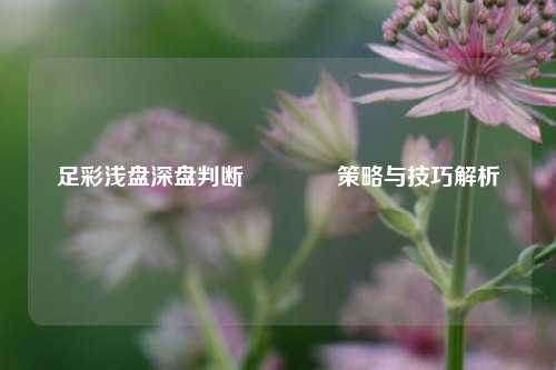 足彩浅盘深盘判断🥇策略与技巧解析