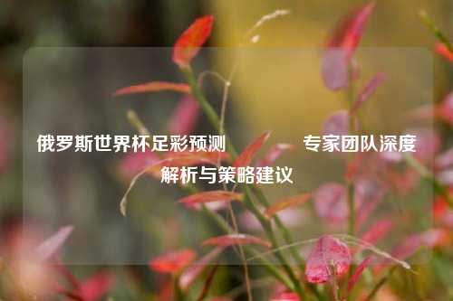 俄罗斯世界杯足彩预测👉专家团队深度解析与策略建议