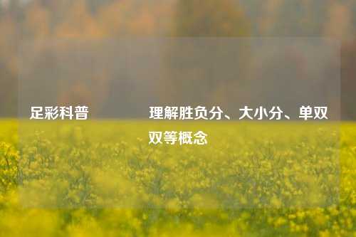 足彩科普🌈理解胜负分、大小分、单双双等概念