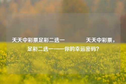 天天中彩票足彩二选一🏅天天中彩票，足彩二选一——你的幸运密码？