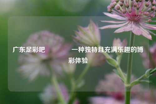 广东足彩吧🏆一种独特且充满乐趣的博彩体验